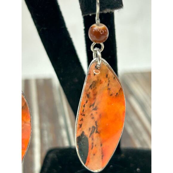 Women's Metal Orange Dangle Drop Earring Boho GUC - Picture 2 of 5